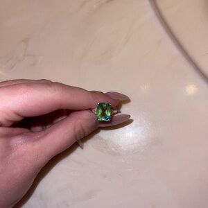 24 karat gold Aquamarine/ Rose gold stone ring with 6 Swarovski diamonds